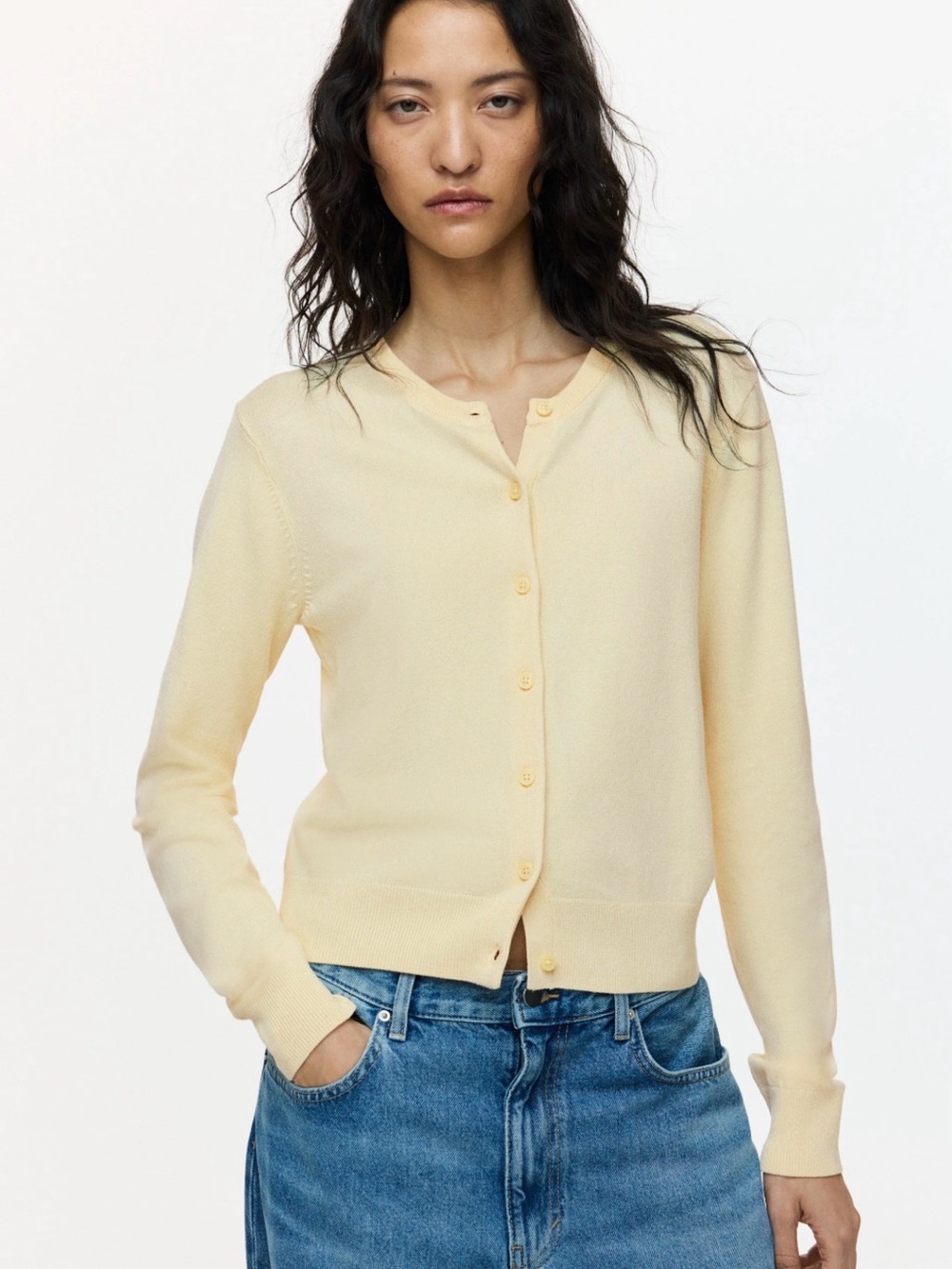 ZARA Women's Crewneck Button Cardigan Sweater